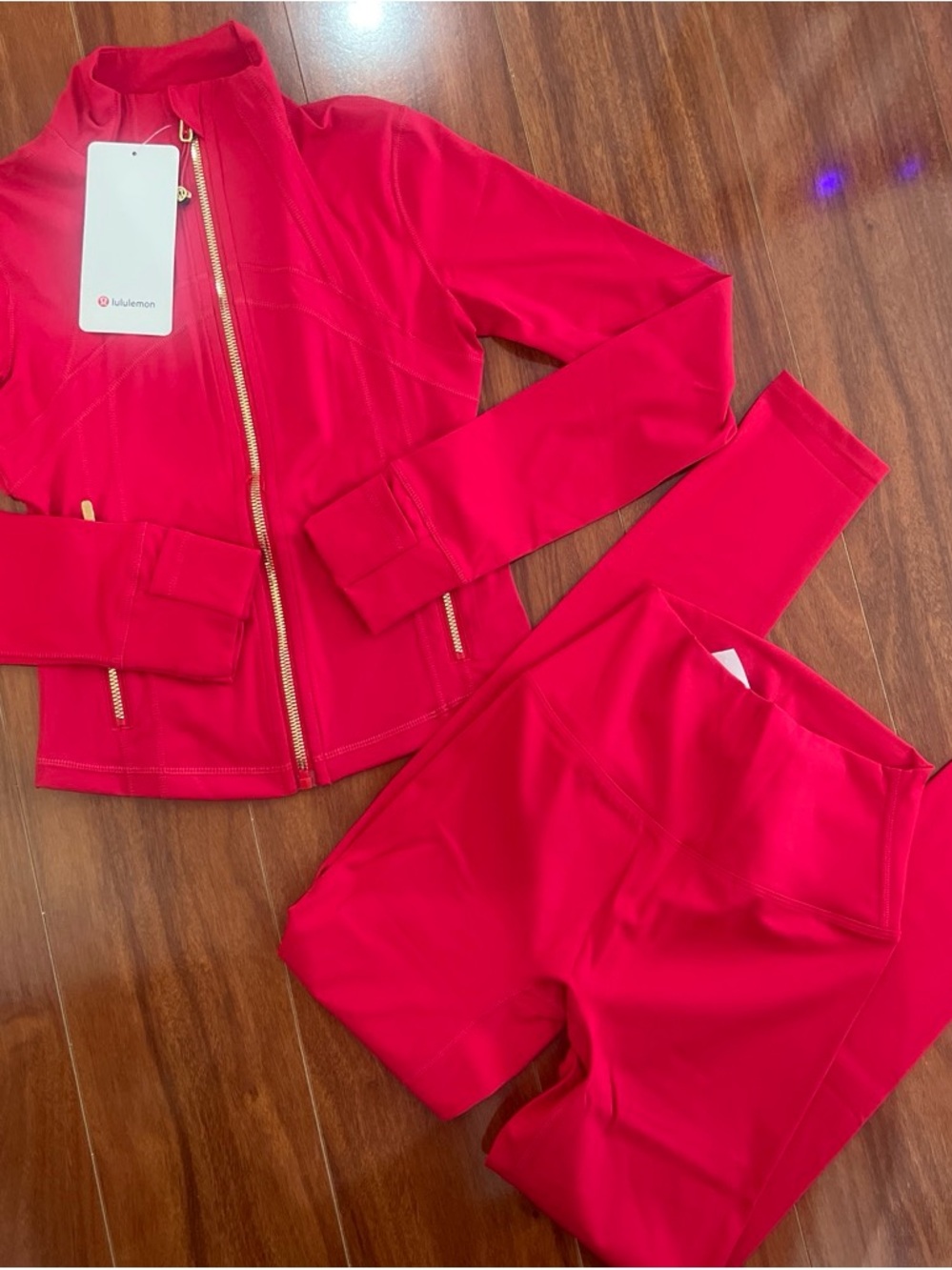 lululemon athletica Bright red Zip Jacket & High-Rise Leggings Set
